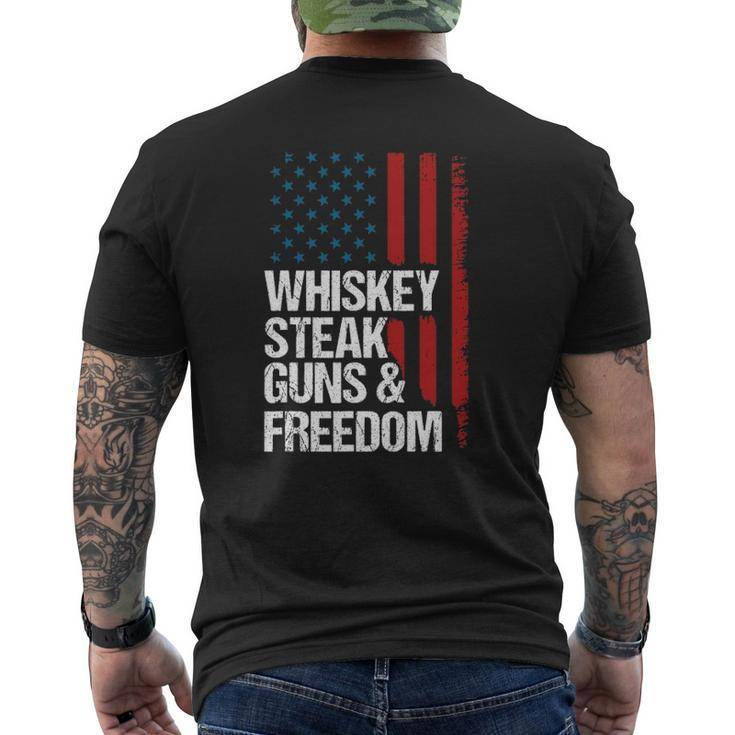 Whiskey Steak Guns & Freedom Patriotic Dad Grandpa Us Flag Mens Back Print T-shirt