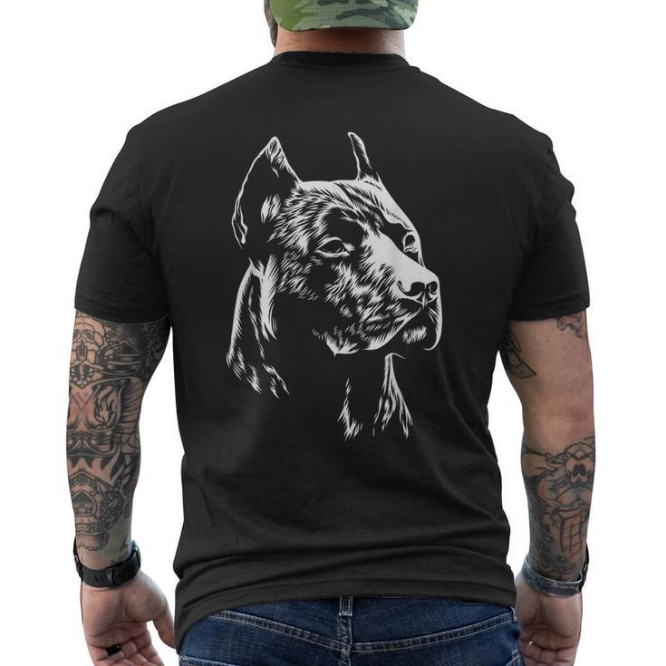 White Portrait American Pitbull Terrier Men's T-shirt Back Print