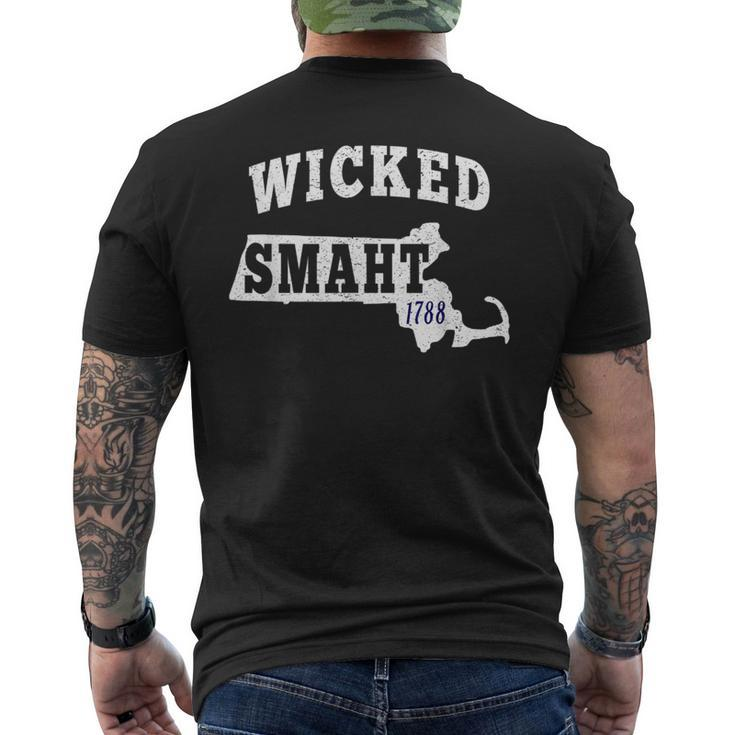 Wicked Smaht Boston Massachusetts Ma Vintage Distressed Men's T-shirt Back Print
