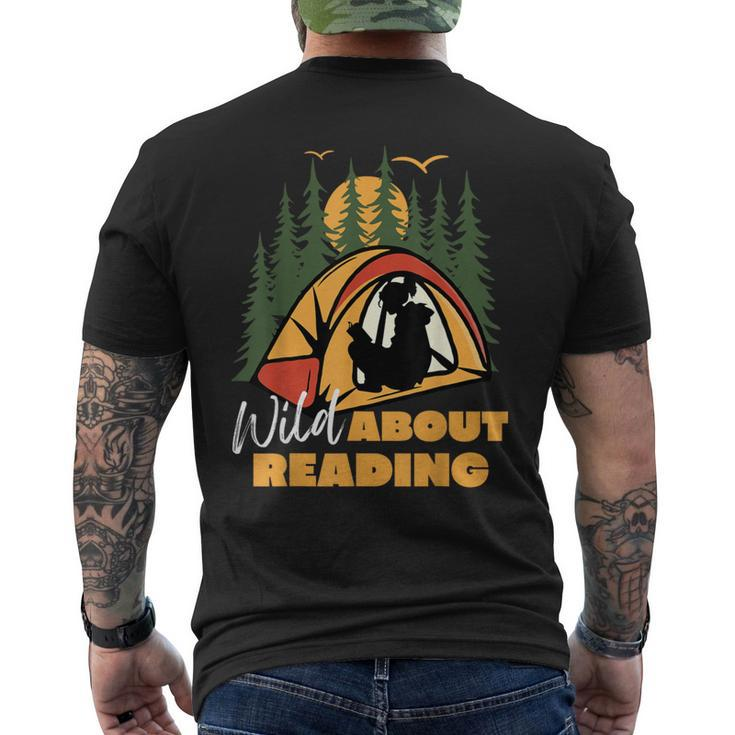 Wild About Reading Books Readers Camping Lovers Teachers Men's T-shirt Back Print
