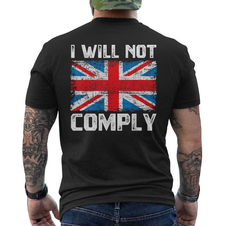 I Will Not Comply British Britain Uk Flag Vintage Men's T-shirt Back Print