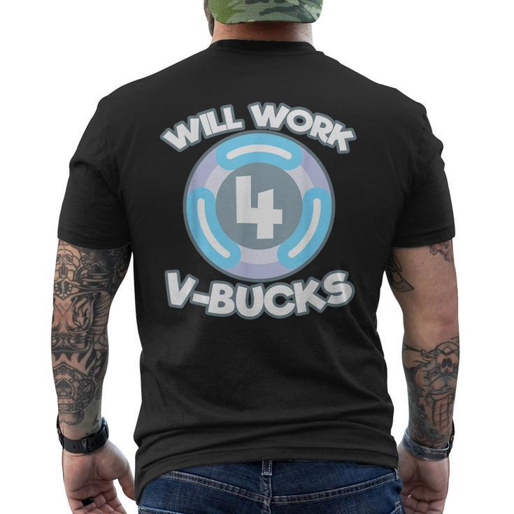 Will Work For Bucks V For Bucks Rpg Gamer Youth Men's T-shirt Back Print