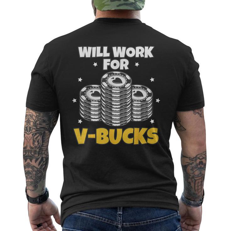 Will Work For Bucks V Gaming For Rpg Gamers Youth Men's T-shirt Back Print