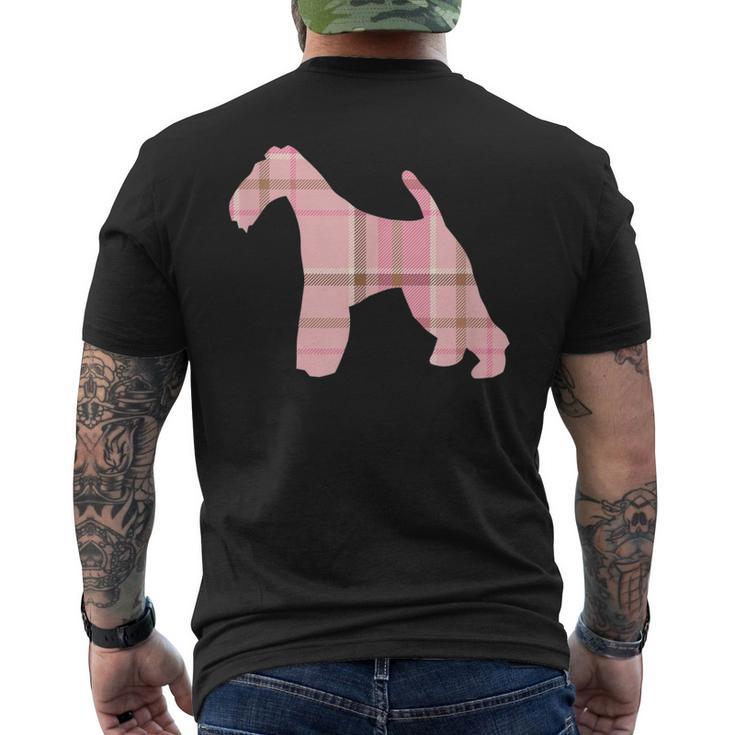 Wire Fox Terrier Pink Plaid Dog Silhouette V2 Men's T-shirt Back Print