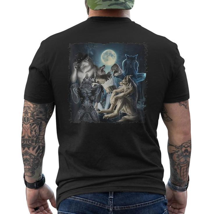 Wolf Ripping Werewolf Alpha Wolf Oddly Meme Men's T-shirt Back Print