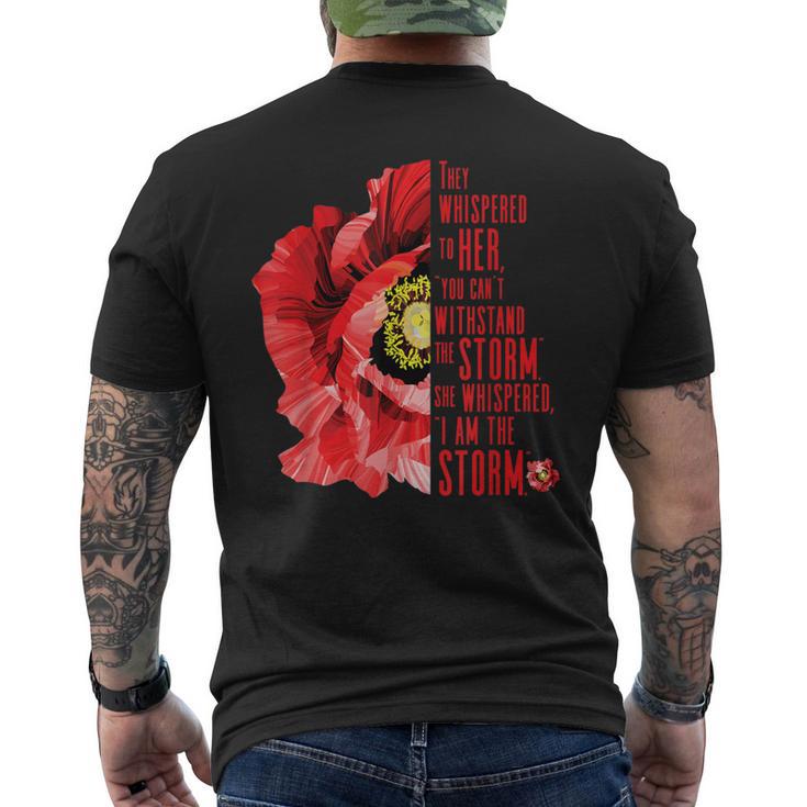 Womens Veterans Red Poppy I Am The Storm Inspire Men's T-shirt Back Print