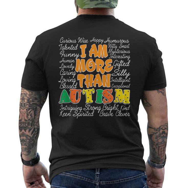 Word Cloud Puzzle Piece Inspirational Autism Awareness Men's T-shirt Back Print