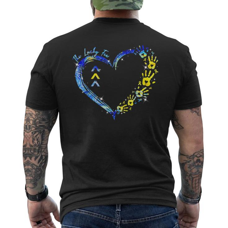World Down Syndrome Awareness Day Lucky Few T21 Heart Men's T-shirt Back Print