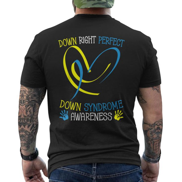 World Down Syndrome Awareness Day Down Right Perfect Men's T-shirt Back Print