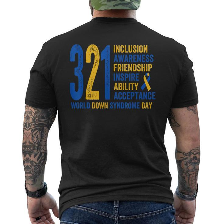 World Down Syndrome Day 321 Inspire And Awareness Ribbon Men's T-shirt Back Print