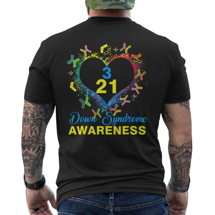 World Down Syndrome Day Awareness Socks Heart 21 March Men's T-shirt Back Print