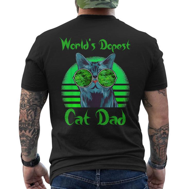 World's Dopest Cat Dad Cat Dad Weed Stoner Marijuana Men's T-shirt Back Print