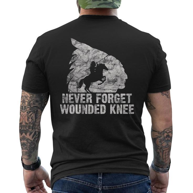 Wounded Knee Native American Lakota Tribe Chief Vintage Men's T-shirt Back Print