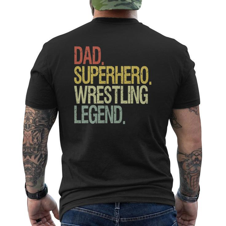 Wrestling Dad Superhero Wrestling Legend Mens Back Print T-shirt