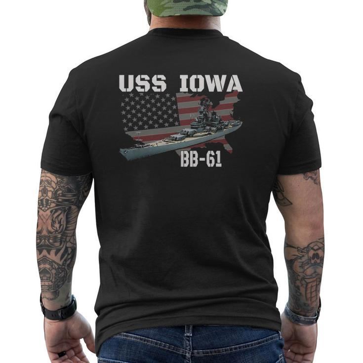 Ww2 American Battleship Uss Iowa Warship Bb 61 Veterans Mens Back Print T-shirt
