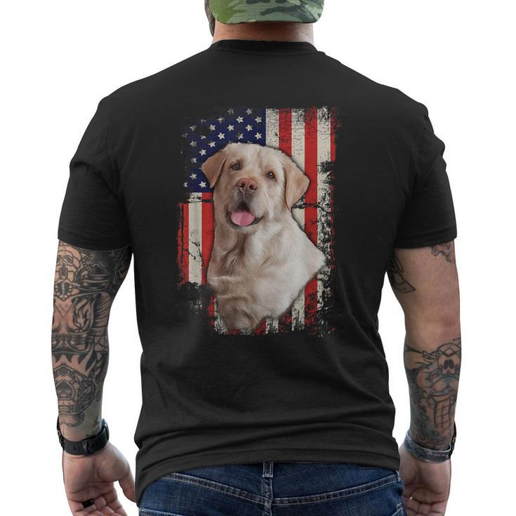 Yellow Labrador Labs Patriotic American Flag Dog 4Th Of July Men's T-shirt Back Print