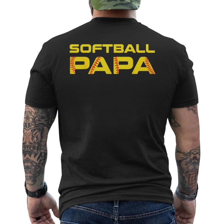 Yellow Print Softball Papa Men's T-shirt Back Print