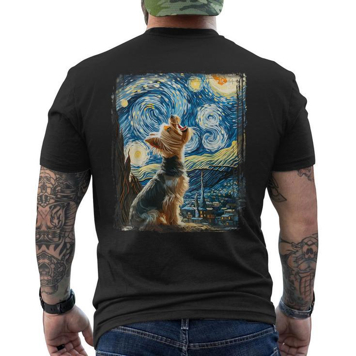 Yorkie Dog Artistic Van Gogh Starry Night Yorkshire Terrier Men's T-shirt Back Print