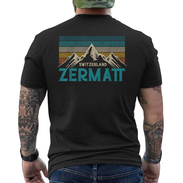 Zermatt Switzerland Swiss Vintage Mountains Souvenir Men's T-shirt Back Print