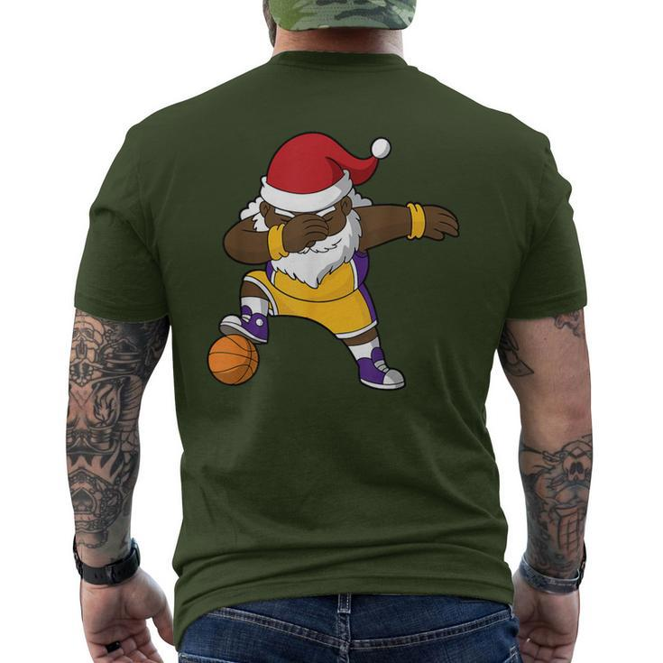Basketball Black Dabbing Santa Claus African American Men's T-shirt Back Print