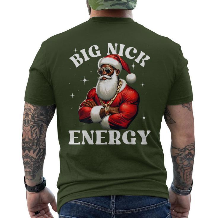 Big Nick Energy African American Santa Claus Christmas Black Men's T-shirt Back Print