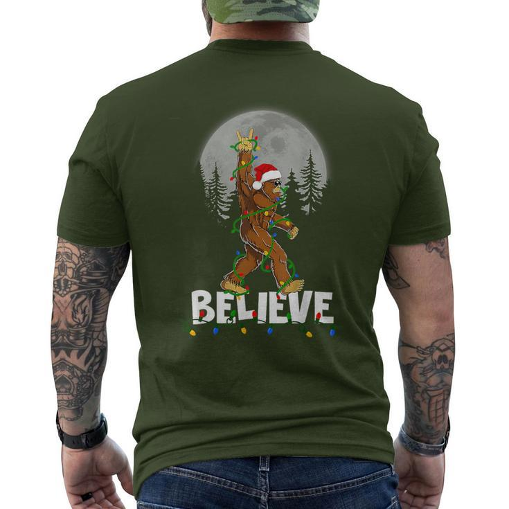 Bigfoot Rock Roll Sasquatch Christmas Pajama Believe Men's T-shirt Back Print