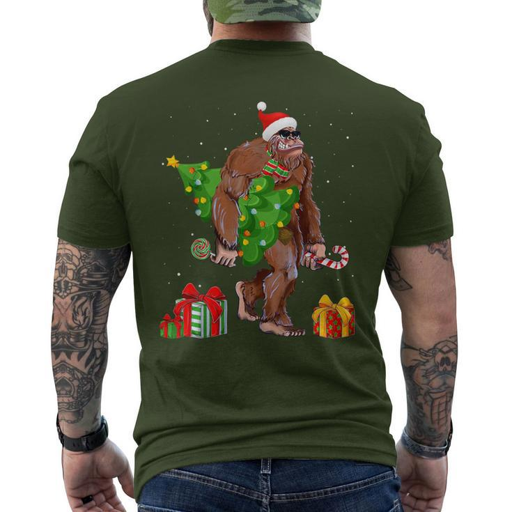 Bigfoot Santa Christmas Tree Lights Xmas Sasquatch Men's T-shirt Back Print