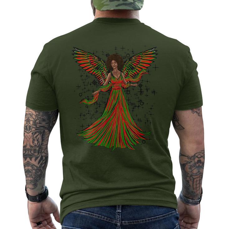 Black Christmas Angel Afro Pan Flag Holiday African Angels Men's T-shirt Back Print