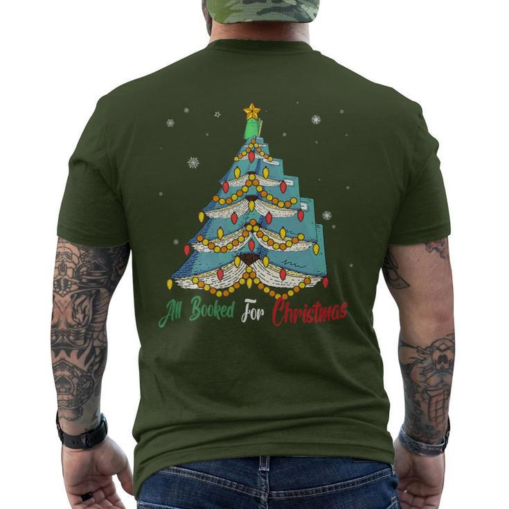 All Booked For Christmas Vintage Librarian Xmas Tree Light Men's T-shirt Back Print