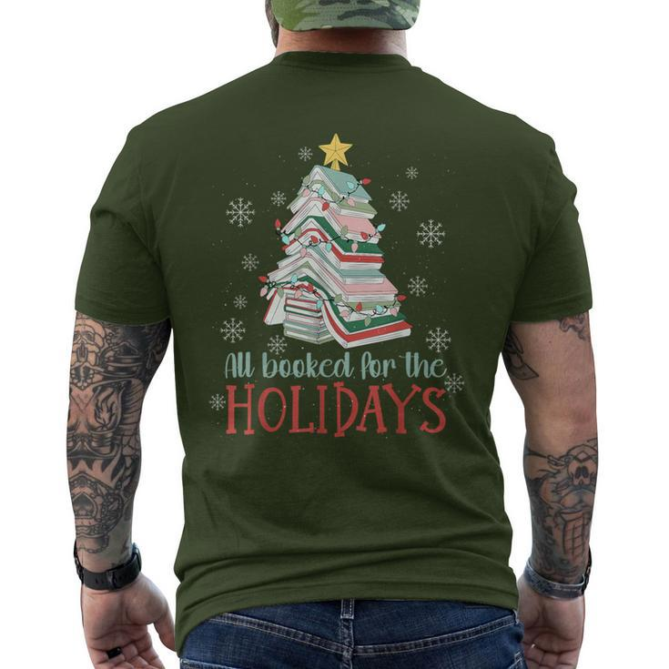 All Booked For The Holidays Book Christmas Tree Men's T-shirt Back Print