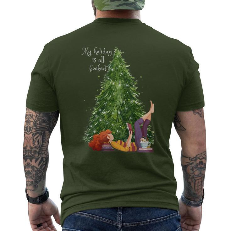 All Booked For The Holidays Reading Christmas Tree Men's T-shirt Back Print