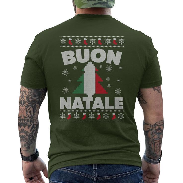 Buon Natale Merry Christmas Tree Italian Ugly Xmas Sweater Men's T-shirt Back Print