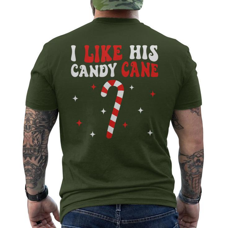 I Like His Candy Cane Couples Matching Christmas Men's T-shirt Back Print