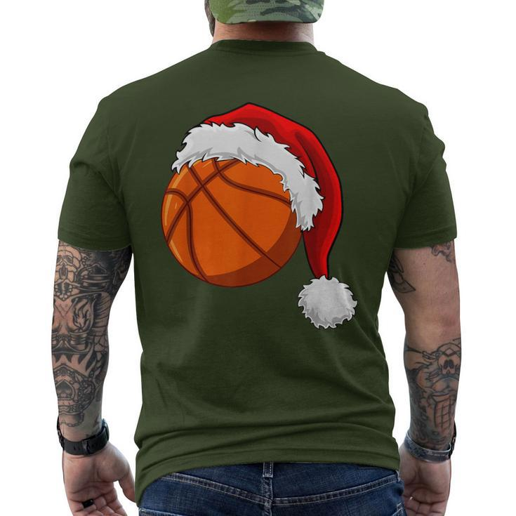 Christmas Basketball Ball Santa Hat Boys Sport Xmas Men's T-shirt Back Print