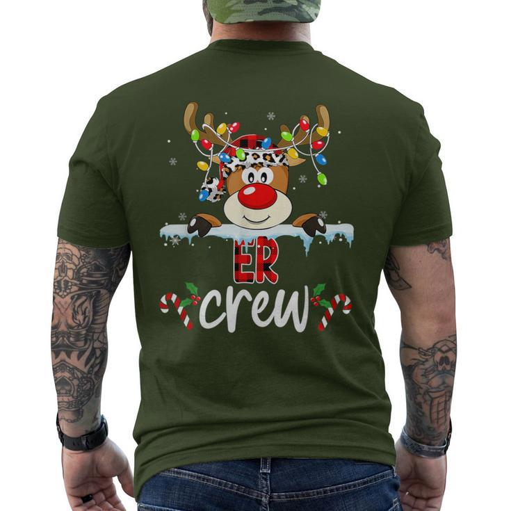 Christmas Er Crew Red Plaid Reindeer Lights Xmas Holiday Men's T-shirt Back Print