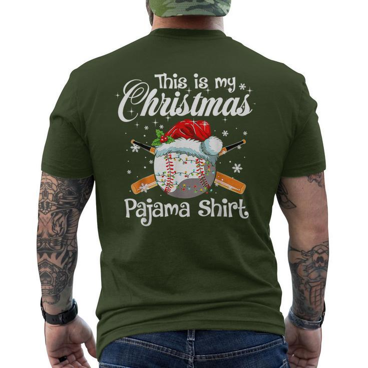 This Is My Christmas Pajama Xmas Baseball Family Matching Men's T-shirt Back Print