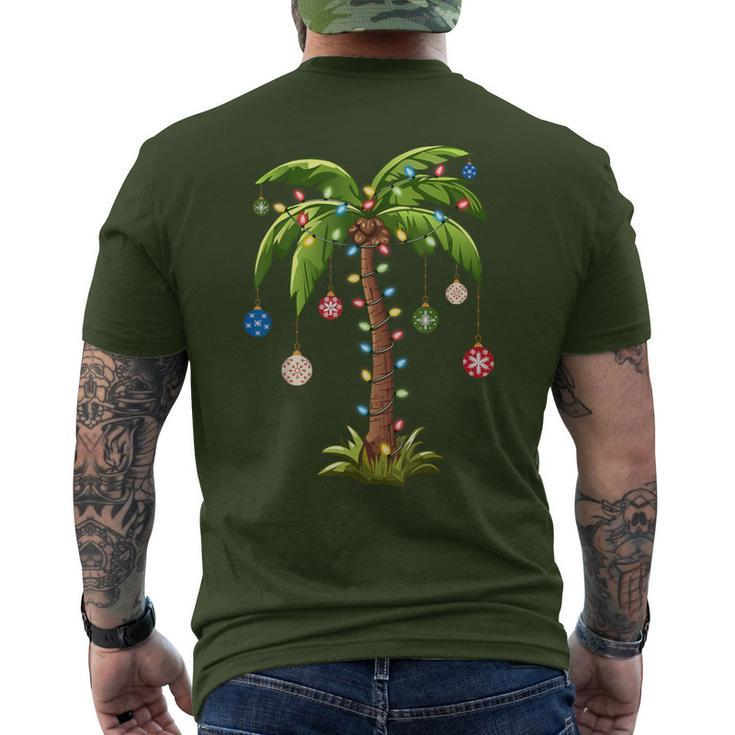 Christmas Palm Tree Light Hawaiian Tropical Xmas Men's T-shirt Back Print