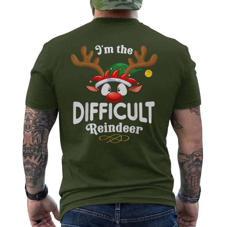 Christmas Pjs Difficult Xmas Reindeer Matching Men's T-shirt Back Print