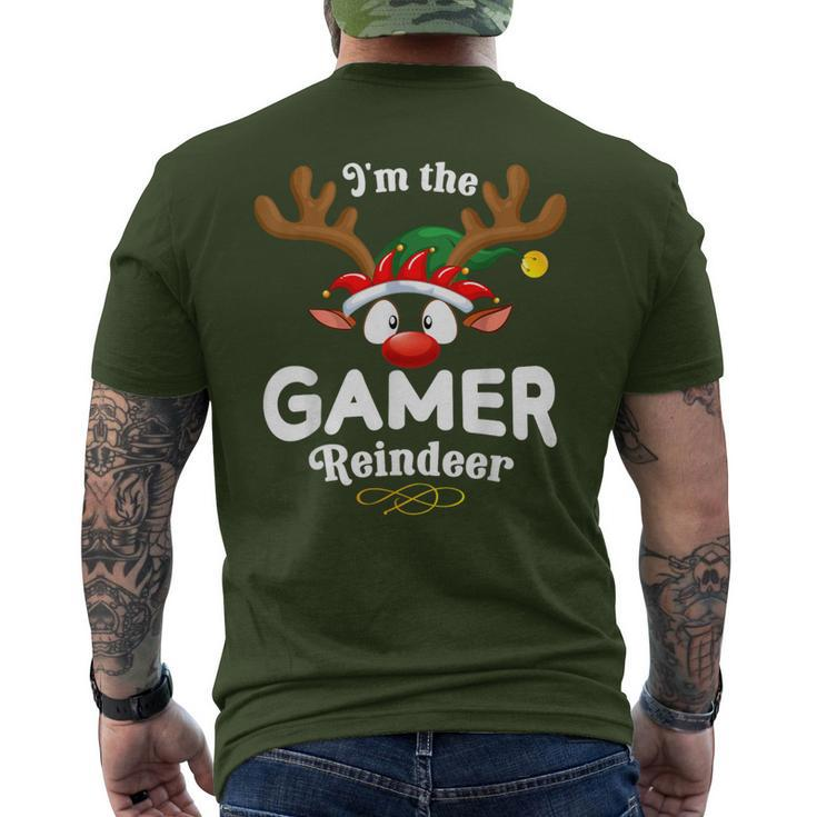 Christmas Pjs Gamer Xmas Reindeer Matching Men's T-shirt Back Print