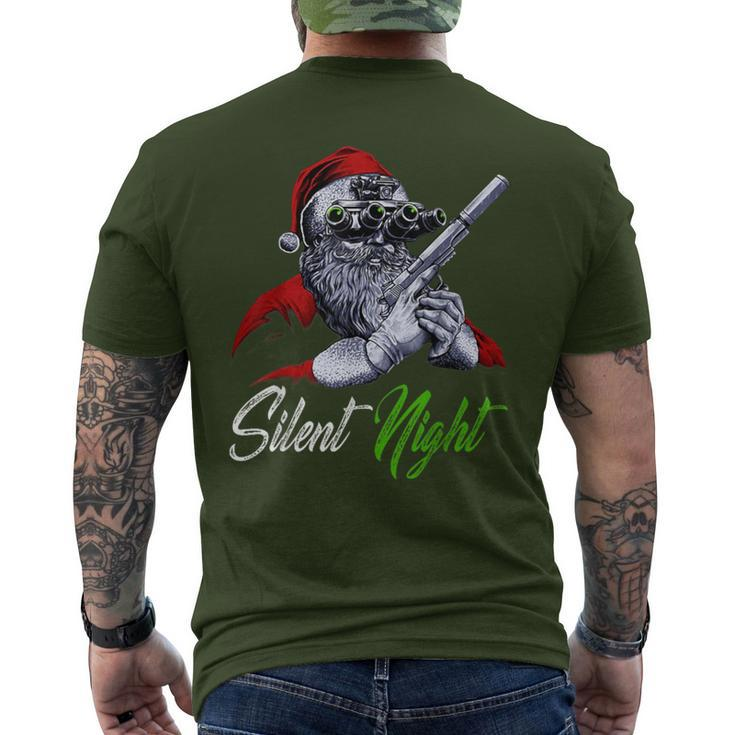 Christmas Santa Claus Guns Silent Night Santa Men's T-shirt Back Print