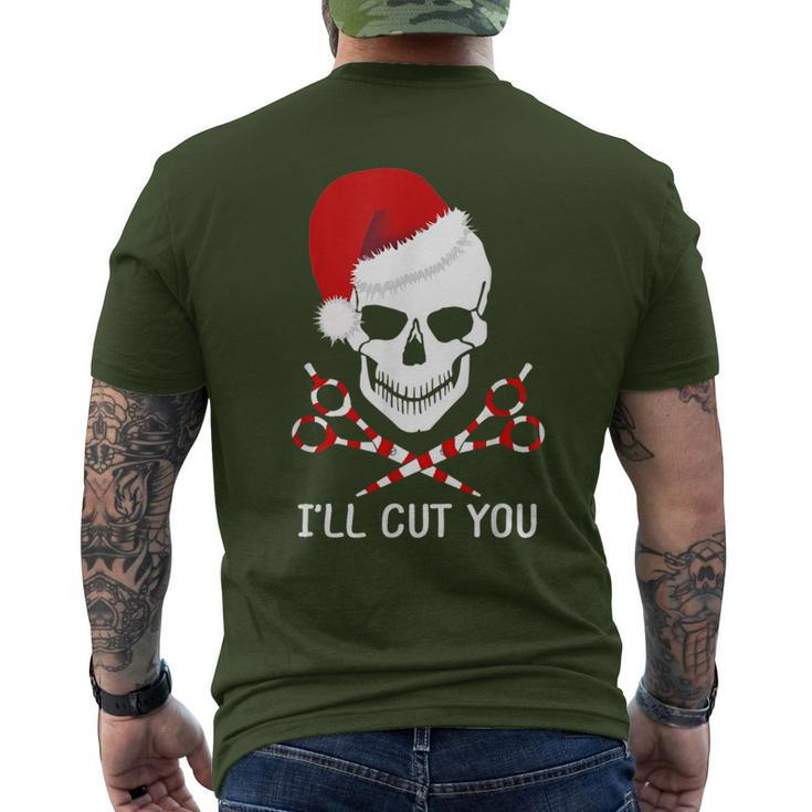 Christmas Skull Hairdresser Hair Stylist Santa Barber Men's T-shirt Back Print