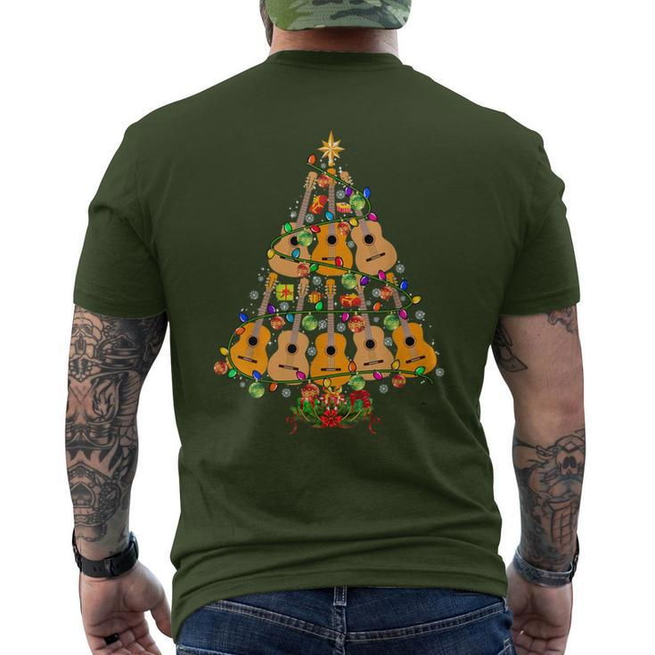 Christmas Tree Ukulele Christmas Lights Tree Ukulele Player Men's T-shirt Back Print