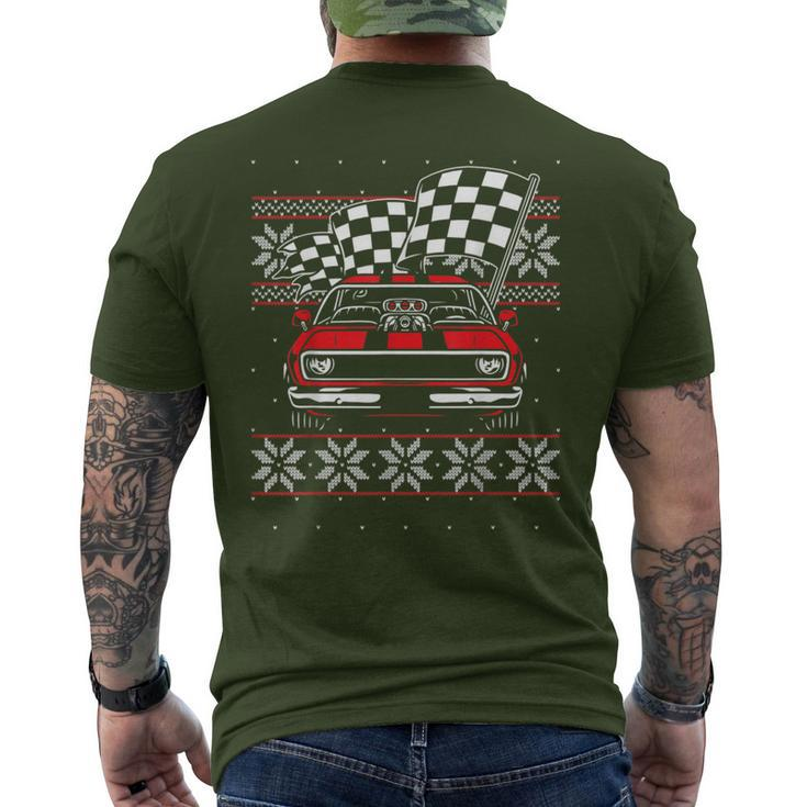 Classic Muscle Car Guys Matching Ugly Christmas Car Racing Men's T-shirt Back Print