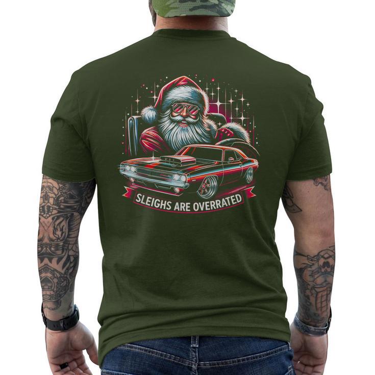 Classic Muscle Car Santa Hotrod V8 Enthusiast Christmas Men's T-shirt Back Print