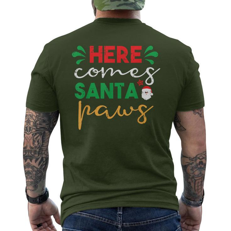 Here Comes Santa Paws Christmas Pajama X-Mas Dog Lover Puppy Men's T-shirt Back Print