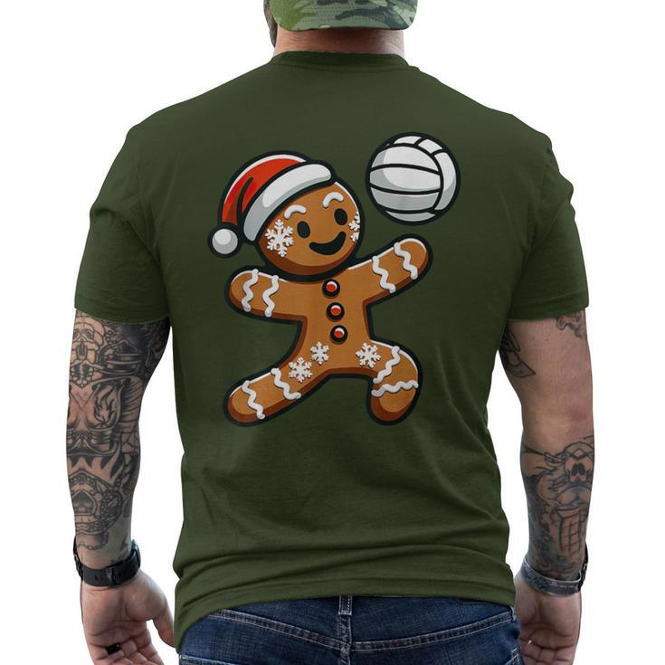 Cute Gingerbread Man Volleyball Christmas Kid Boys Men's T-shirt Back Print