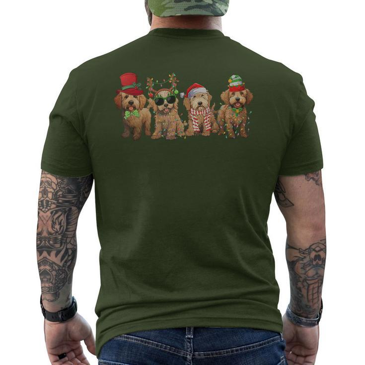 Cute Goldendoodle Dogs Christmas Lights Golden Doodle Dog Pj Men's T-shirt Back Print