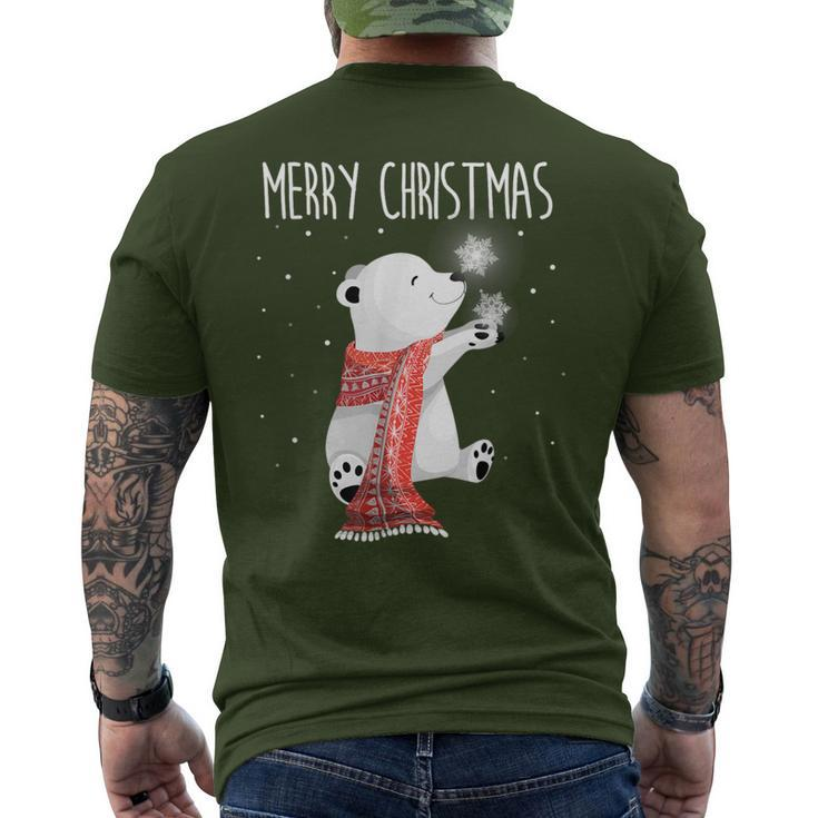Cute Polar Bear Scarf Merry Christmas Xmas Holidays Men's T-shirt Back Print