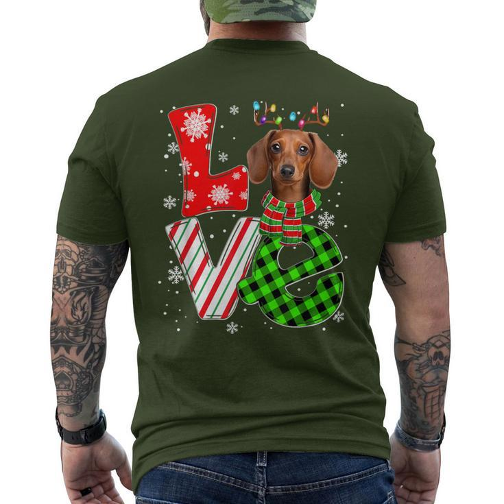 Dachshund Christmas Tree Lights Santa Dog Xmas Men's T-shirt Back Print