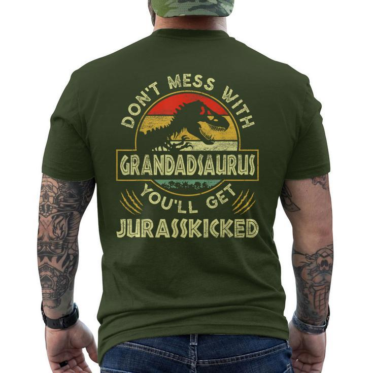 Father's Day Family Matching Grandad Dinosaurs Christmas Men's T-shirt Back Print